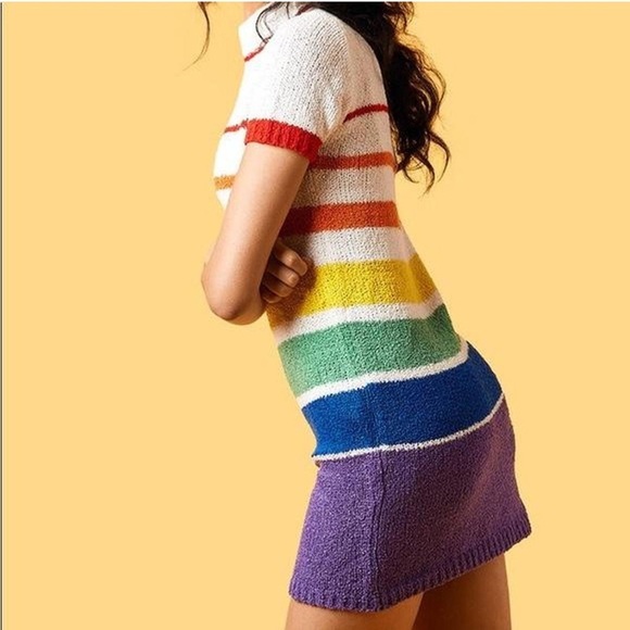 UNIF Rainbow Colorful Striped Knit Dress - Picture 3 of 16